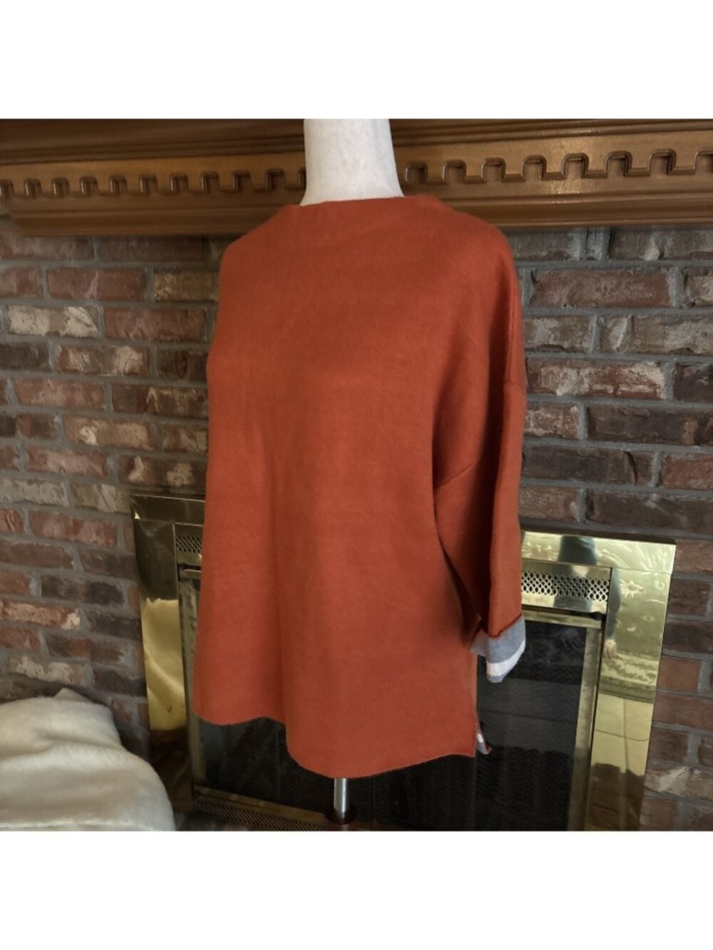 Oliver Burnt Orange Pull Over Sweater Size XL Heavy 3/4 Sleeves